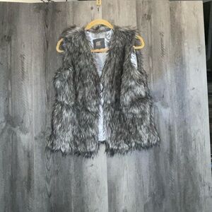 Luxe Faux Fur Vest in Silver and Gray